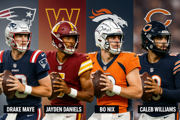 2024 Topps Signature Class Break Value 🏈 Featured Quarterbacks:
Drake Maye – Captured during his Patriots debut, showcasing his poised pocket presence.
Jayden Daniels – In action with the Commanders, reflecting his dynamic playmaking abilities.
Denver Broncos
+2
Bo Nix – Donning the Broncos' colors, illustrating his confident field leadership.